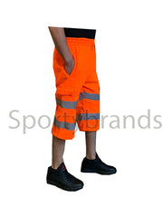 Mens Hi Viz High Visibility Work Wear Fleece Shorts Safety Sweat Jogging Pants