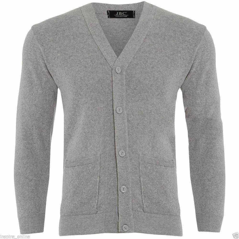 Mens Plain Knitted V Neck Buttoned Cardigan Fine Cotton Knitwear Warm Top
