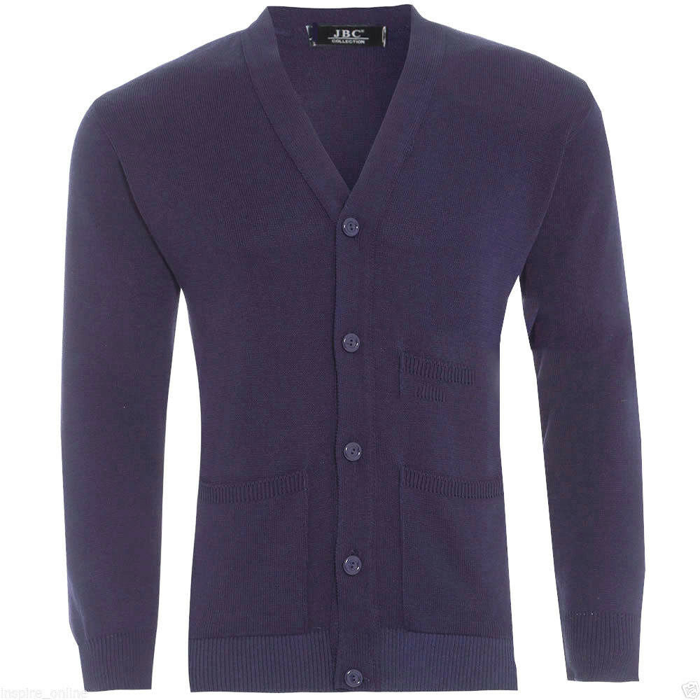 Mens Plain Knitted V Neck Buttoned Cardigan Fine Cotton Knitwear Warm Top