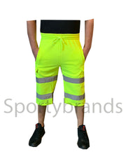 Mens Hi Viz High Visibility Work Wear Fleece Shorts Safety Sweat Jogging Pants