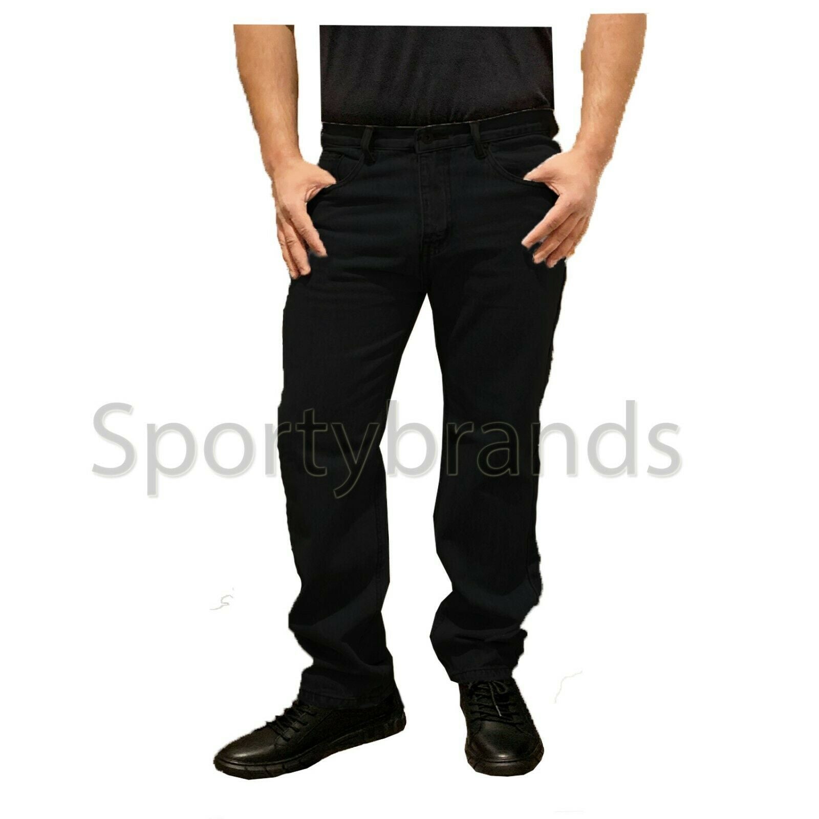 Mens Straight Leg Basic Regular Denim Casual Heavy Work Jeans Trousers Pants, Black Denim Jeans Men