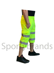 Mens Hi Viz High Visibility Work Wear Fleece Shorts Safety Sweat Jogging Pants