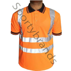 Mens Hi Viz Vis High Visibility Safety Security Work Wear Hi Vis Polo Shirts