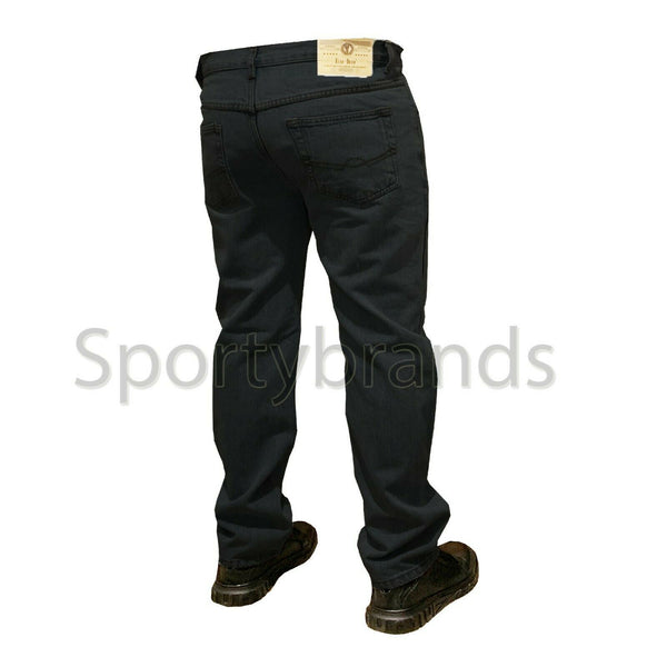 Mens Straight Leg Basic Regular Denim Casual Heavy Work Jeans Trousers Pants, Black Denim Jeans Men