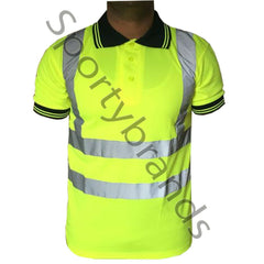 Mens Hi Viz Vis High Visibility Safety Security Work Wear Hi Vis Polo Shirts