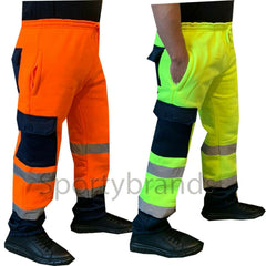 Hi Viz Mens Work Wear Fleece Bottoms Safety Sweat Pants Jogging Trousers Joggers