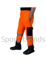 Hi Viz Mens Work Wear Fleece Bottoms Safety Sweat Pants Jogging Trousers Joggers