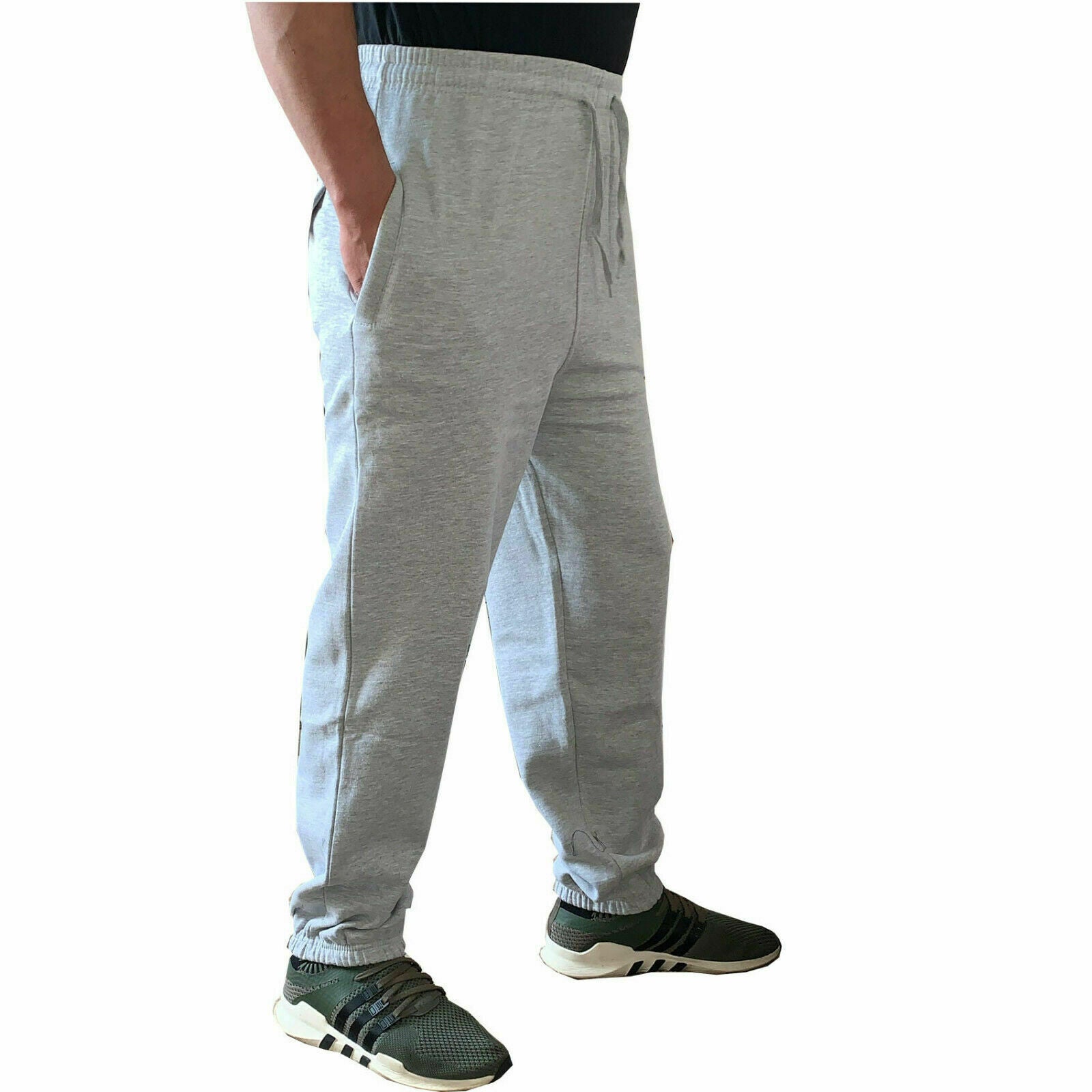 Mens Fleece Cuffed Tracksuit Sweat Pants Bottoms Joggers Gym Track Trousers