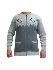Mens New Classic Zip Up Grandad Argyle Knitwear Aztec Diamond Design Cardigans, Mens Zip Up Cardigan