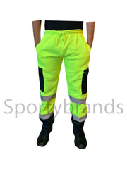 Hi Viz Mens Work Wear Fleece Bottoms Safety Sweat Pants Jogging Trousers Joggers