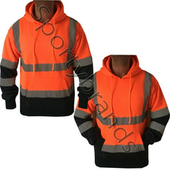 Hi Viz Vis Reflective Hi Visibility Pullover Hoody Work Fleece Coat Sweatshirt Hi Vis Work Hoodie