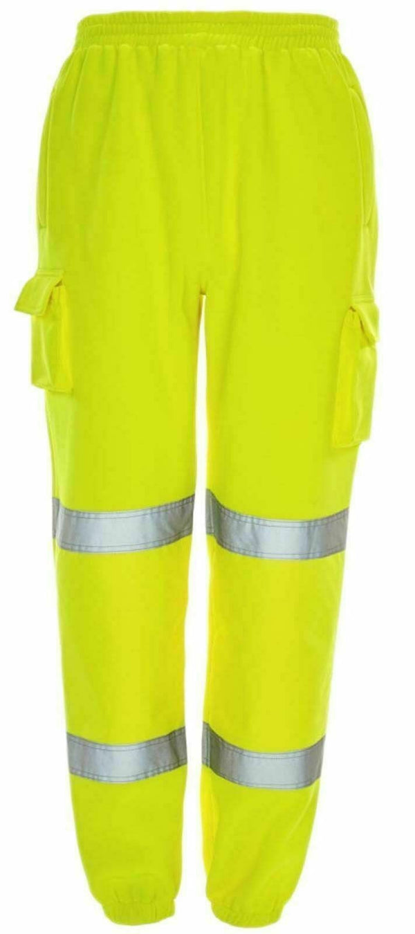 Hi Viz Mens Work Wear Fleece Bottoms Safety Sweat Pants Jogging Trousers Joggers