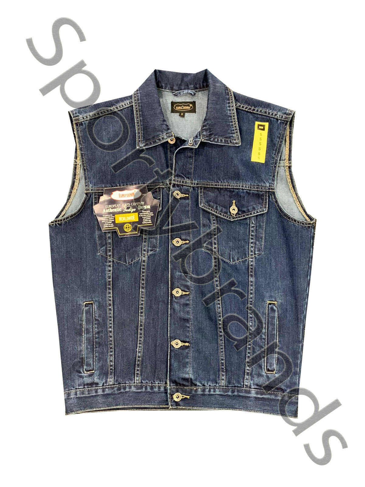 Mens Denim Jean Sleeveless Classic Gilet Body warmer 100% Cotton Jacket Top, Black Denim Jackets