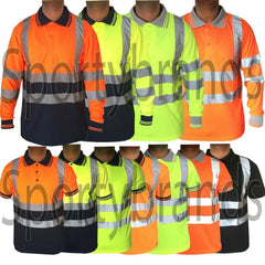 Mens Hi Viz Vis High Visibility Safety Security Work Wear Hi Vis Polo Shirts
