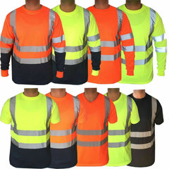 Hi Viz Vis High Visibility Safety Security Crew V-Neck/Round-Neck Full/Half Sleeves T Shirt Work Wear T Shirt