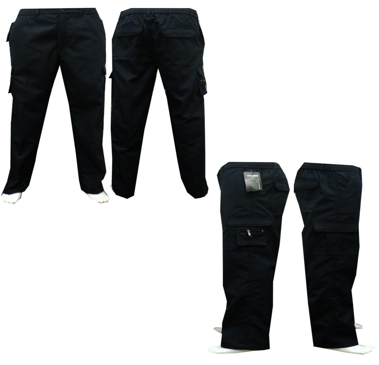 Mens New Elasticated Cargo Combat Work Cotton lightweight Trousers Pants Bottoms, Mens Bottoms Sale