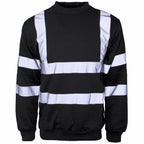 Mens Hi Viz Crew Safety Fleece Jumper Sweatshirt Visibility Work Security Top, Hi Vis Orange Fleece