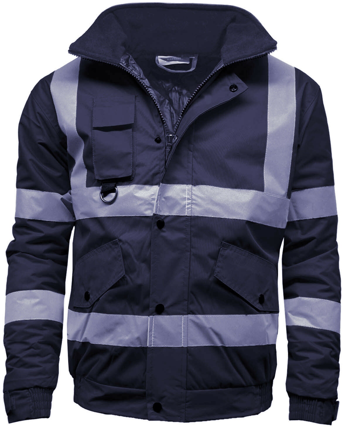 Mens Hi Viz High Visibility Bomber Safety Work Black Hooded Jacket Coat Work Hoodie Mens