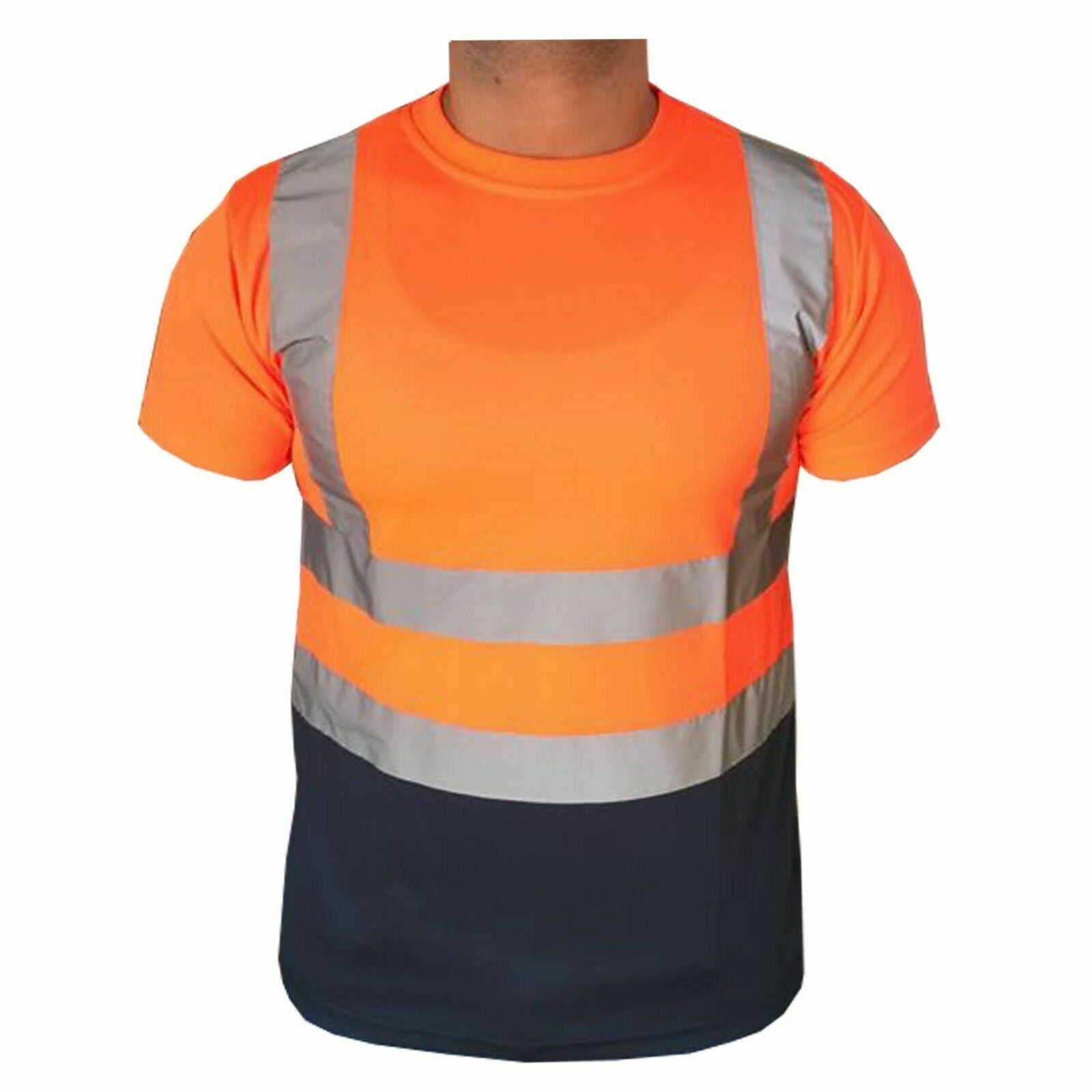 Hi Viz Vis High Visibility Safety Security Crew V-Neck/Round-Neck Full/Half Sleeves T Shirt Work Wear T Shirt