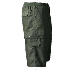 Mens Elastic Waist Shorts, Mens New Plain Summer Elasticated Waist 3/4 Shorts Cotton Cargo Combat Pants