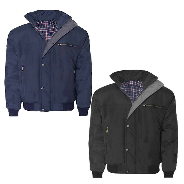 Mens Sky Diver Bomber Warm Padded Quilted Check Lined Heavy Work Jacket Coat Top