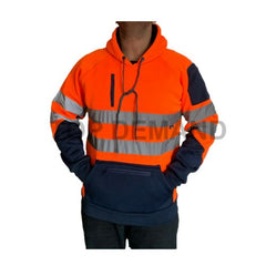 Mens Hi Vis Hoodie High Visibility Reflective Viz Work Pull Over Hooded Jumper | UK