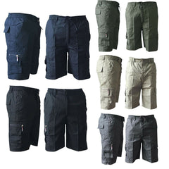 Mens New Elasticated Plain Lightweight Cotton Cargo Work Shorts Pants, Cotton shorts Pants