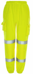 Mens Hi Viz Fleece Work Wear Bottoms Safety Sweat Pants, Orange hi vis work trousers