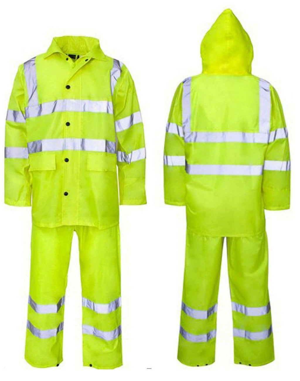 Hi Viz High Visibility Waterproof Work Bottom Top Yellow Orange Jacket Rain Suit