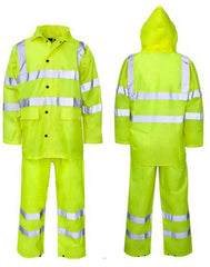 Hi Viz High Visibility Waterproof Work Bottom Top Yellow Orange Jacket Rain Suit