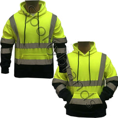 Hi Viz Vis Reflective Hi Visibility Pullover Hoody Work Fleece Coat Sweatshirt Hi Vis Work Hoodie