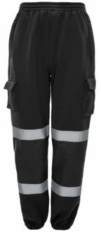 Mens Hi Viz Fleece Work Wear Bottoms Safety Sweat Pants, Orange hi vis work trousers