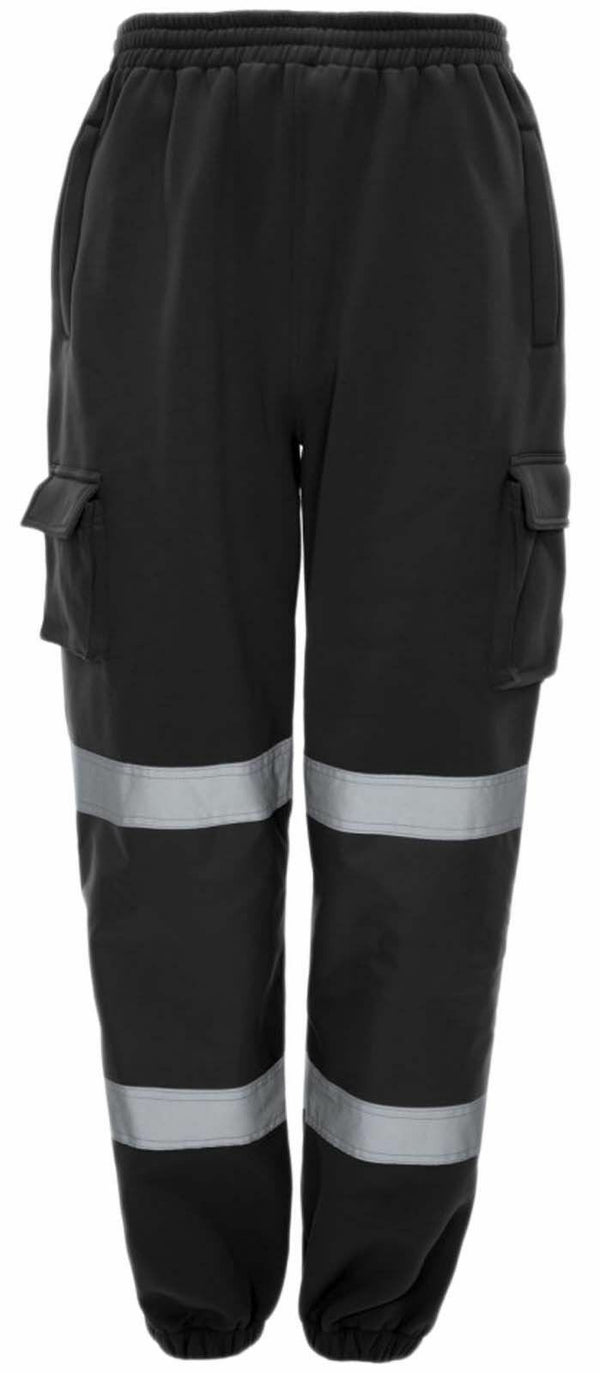 Mens Hi Viz Fleece Work Wear Bottoms Safety Sweat Pants, Orange hi vis work trousers