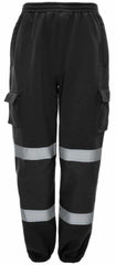 Mens Hi Viz Fleece Work Wear Bottoms Safety Sweat Pants, Orange hi vis work trousers