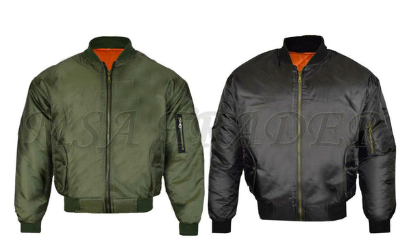 MA1 Mens Army Pilot Biker Bomber Security Fly Military Doorman Harrington Jacket, Bomber Biker Jacket