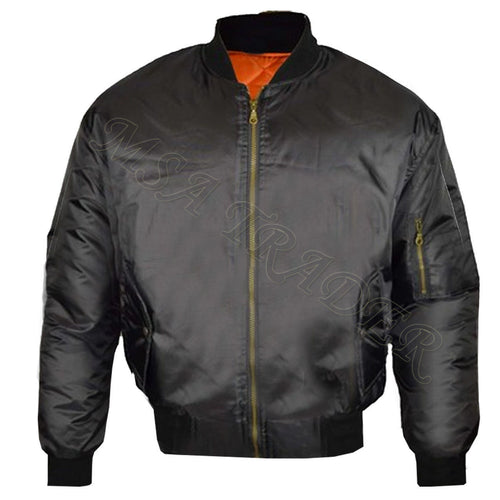 MA1 Mens Army Pilot Biker Bomber Security Fly Military Doorman Harrington Jacket, Bomber Biker Jacket
