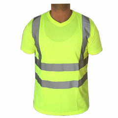 Hi Viz Vis High Visibility Safety Security Crew V-Neck/Round-Neck Full/Half Sleeves T Shirt Work Wear T Shirt