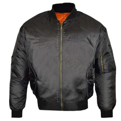 MA1 Mens Army Pilot Biker Bomber Security Fly Military Doorman Harrington Jacket, Bomber Biker Jacket