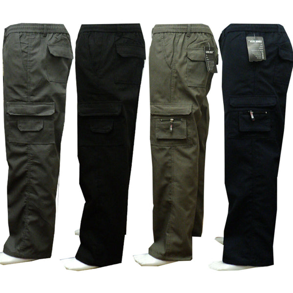 Mens New Elasticated Cargo Combat Work Cotton lightweight Trousers Pants Bottoms, Mens Bottoms Sale