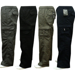 Mens New Elasticated Cargo Combat Work Cotton lightweight Trousers Pants Bottoms, Mens Bottoms Sale
