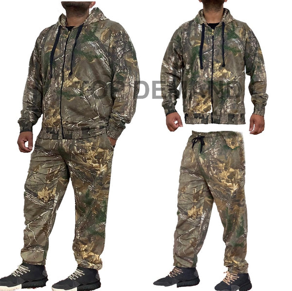 Jungle print camouflage bottoms joggers and full zip hoody,  full set tracksuit joggers/bottoms and hoodie